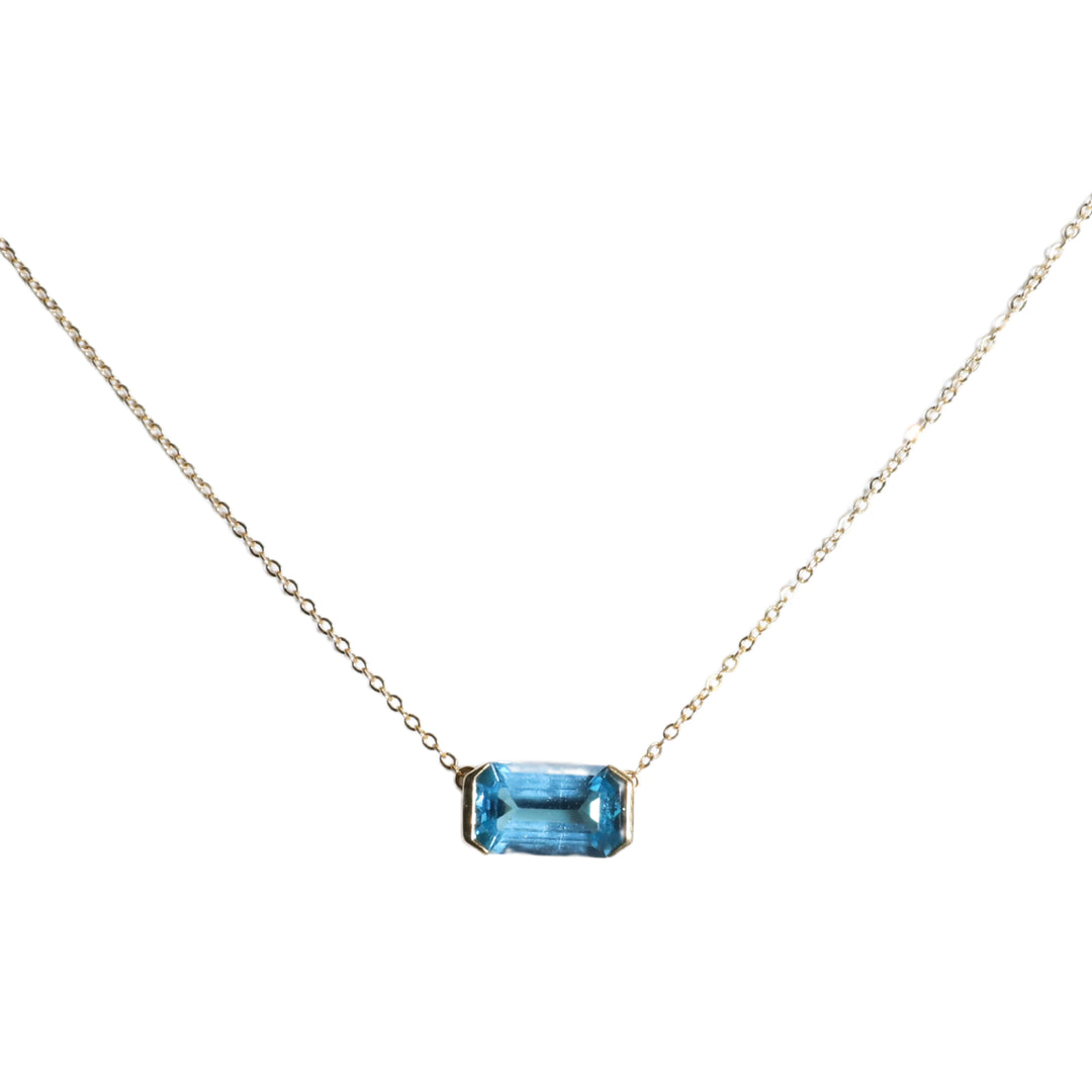 Floating Bezel Necklace in Blue Topaz