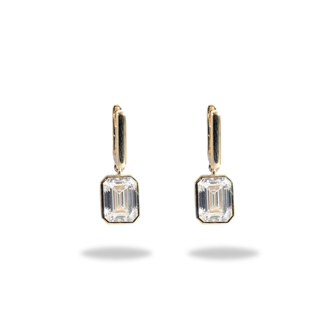 Emerald Cut Diamond Huggie