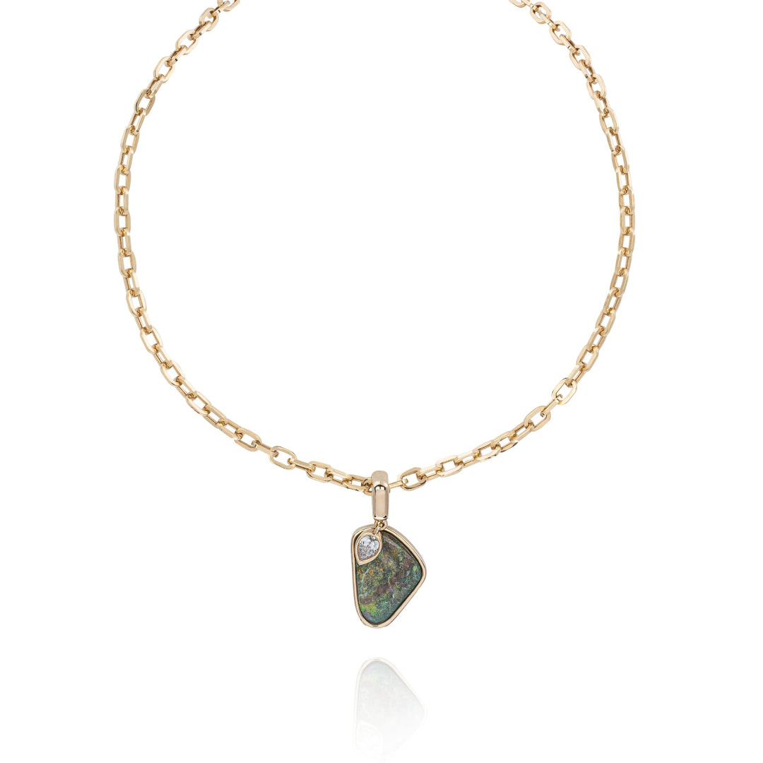 Custom Opal and Diamond Pendant