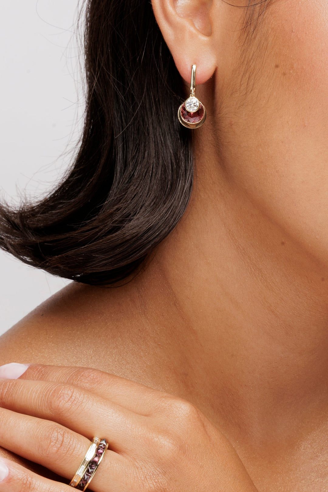 Discus Earring Mauve Zircon (Large)