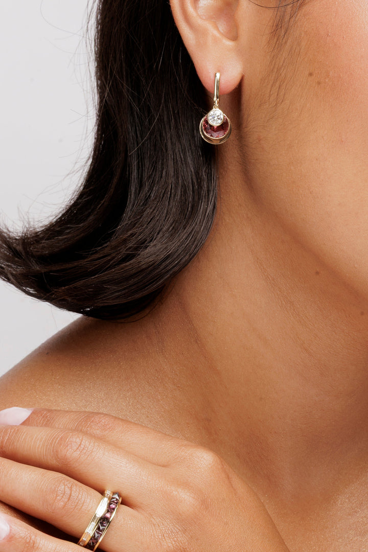 Discus Earring Mauve Zircon (Large)