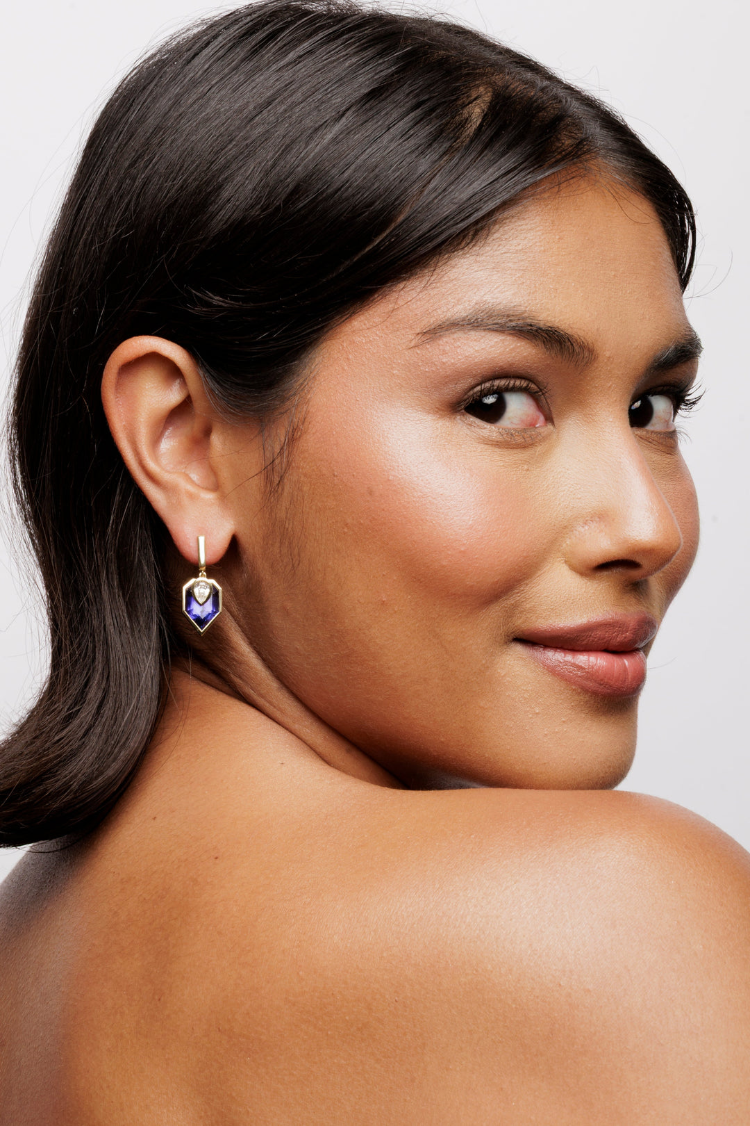 One-of-a-Kind Tanzanite Shield Shaker Earring