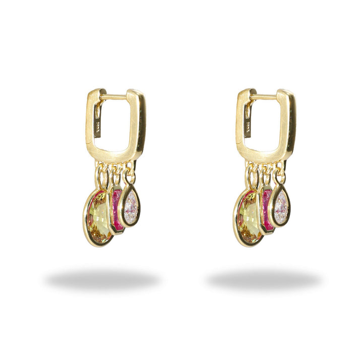 One-of-a-Kind Multi-stone Shaker Earring in Pink and Yellow Sapphire with Diamond
