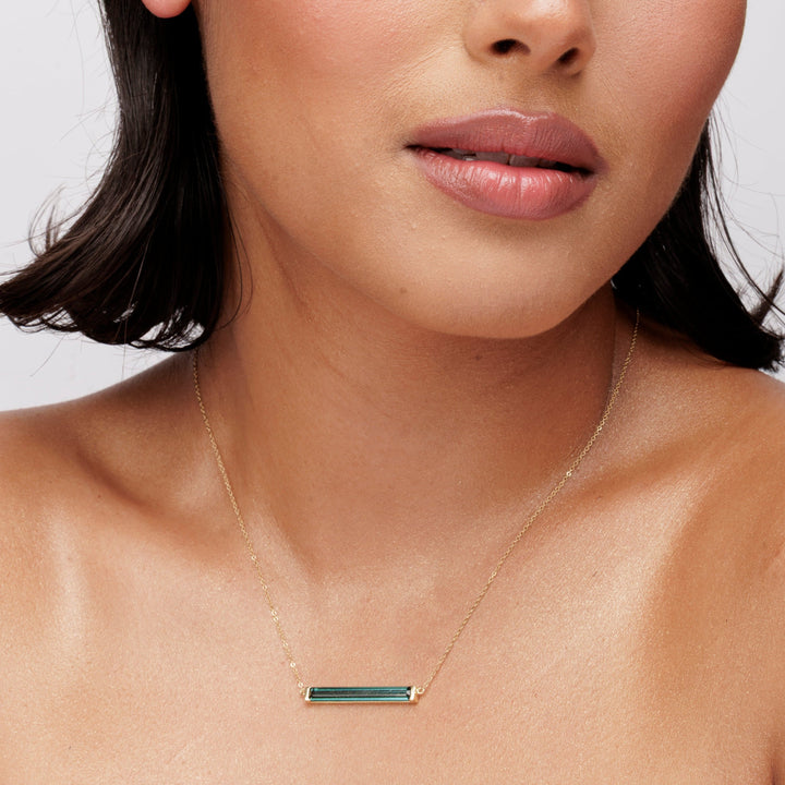 Green Tourmaline Bar Necklace