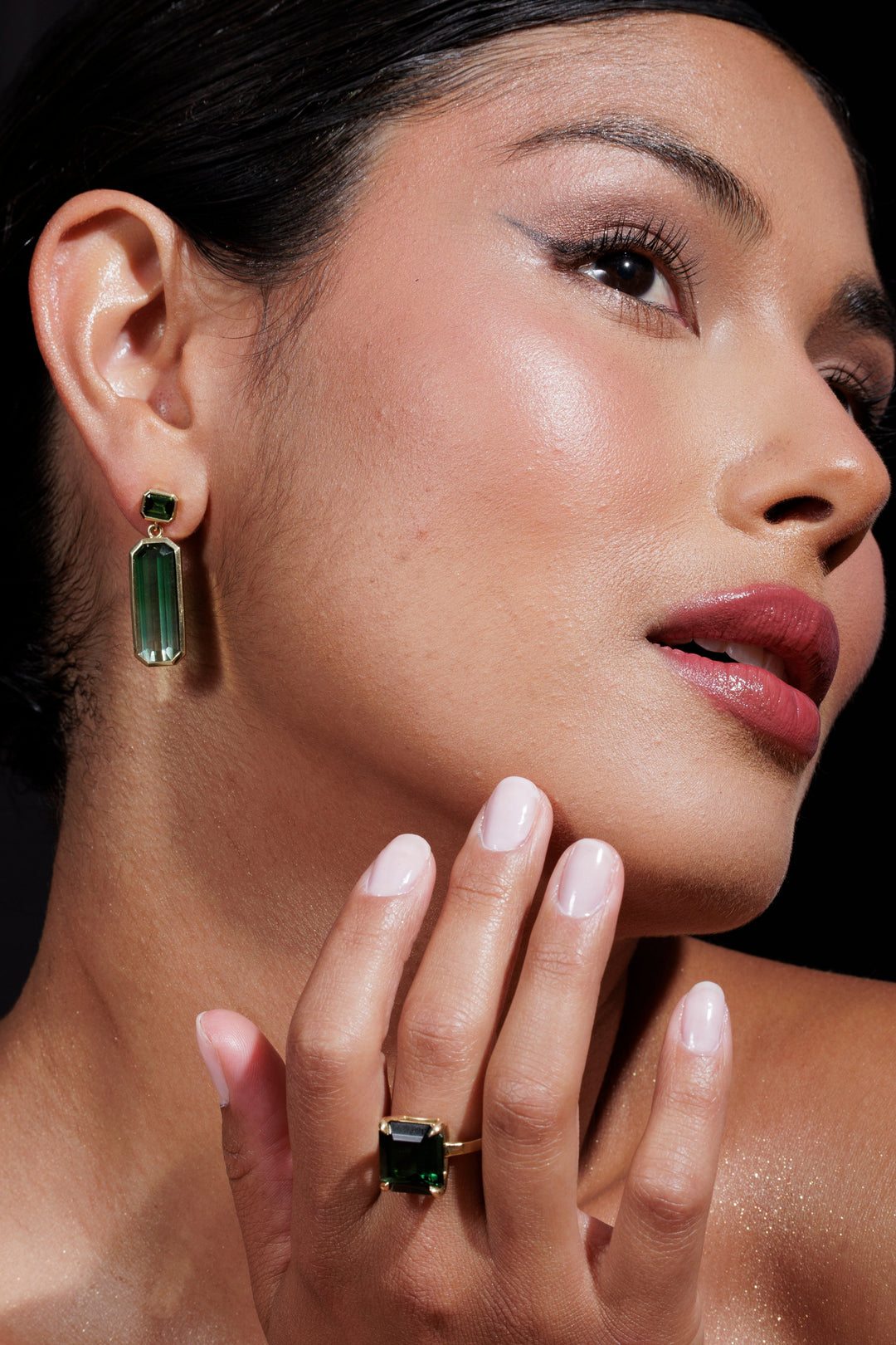 One-of-a-Kind Ombre Green Tourmaline Earring