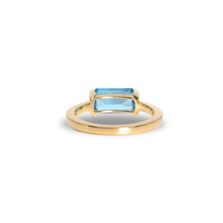 Floating Bezel Ring in Blue Topaz