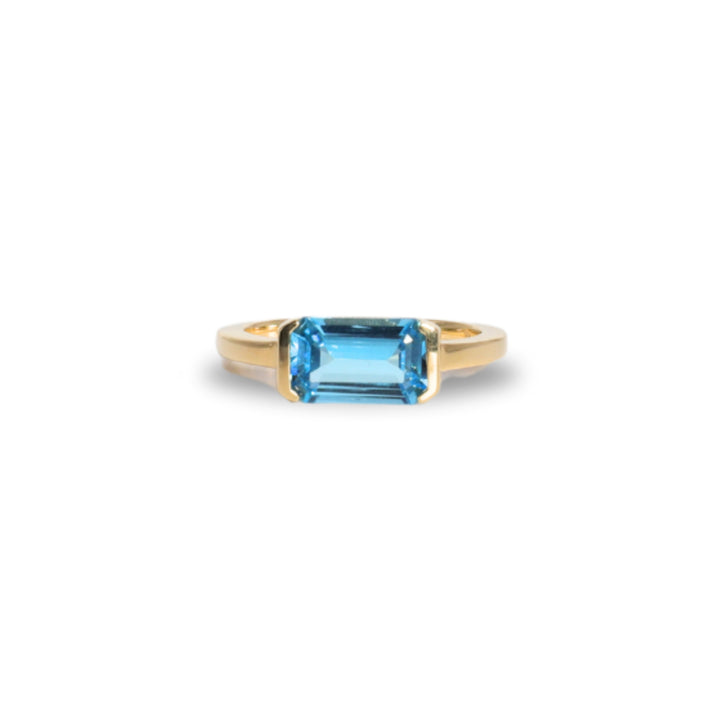 Floating Bezel Ring in Blue Topaz