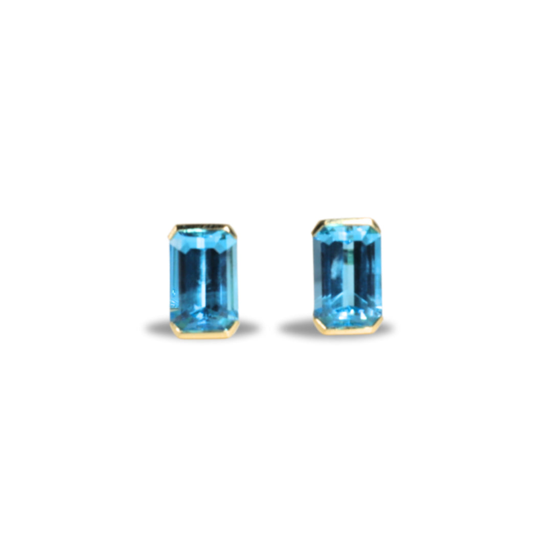 Floating Bezel Earring in Blue Topaz