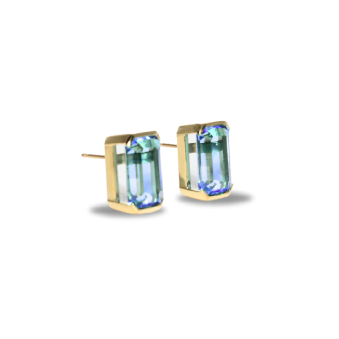 Floating Bezel Earring in Blue Topaz