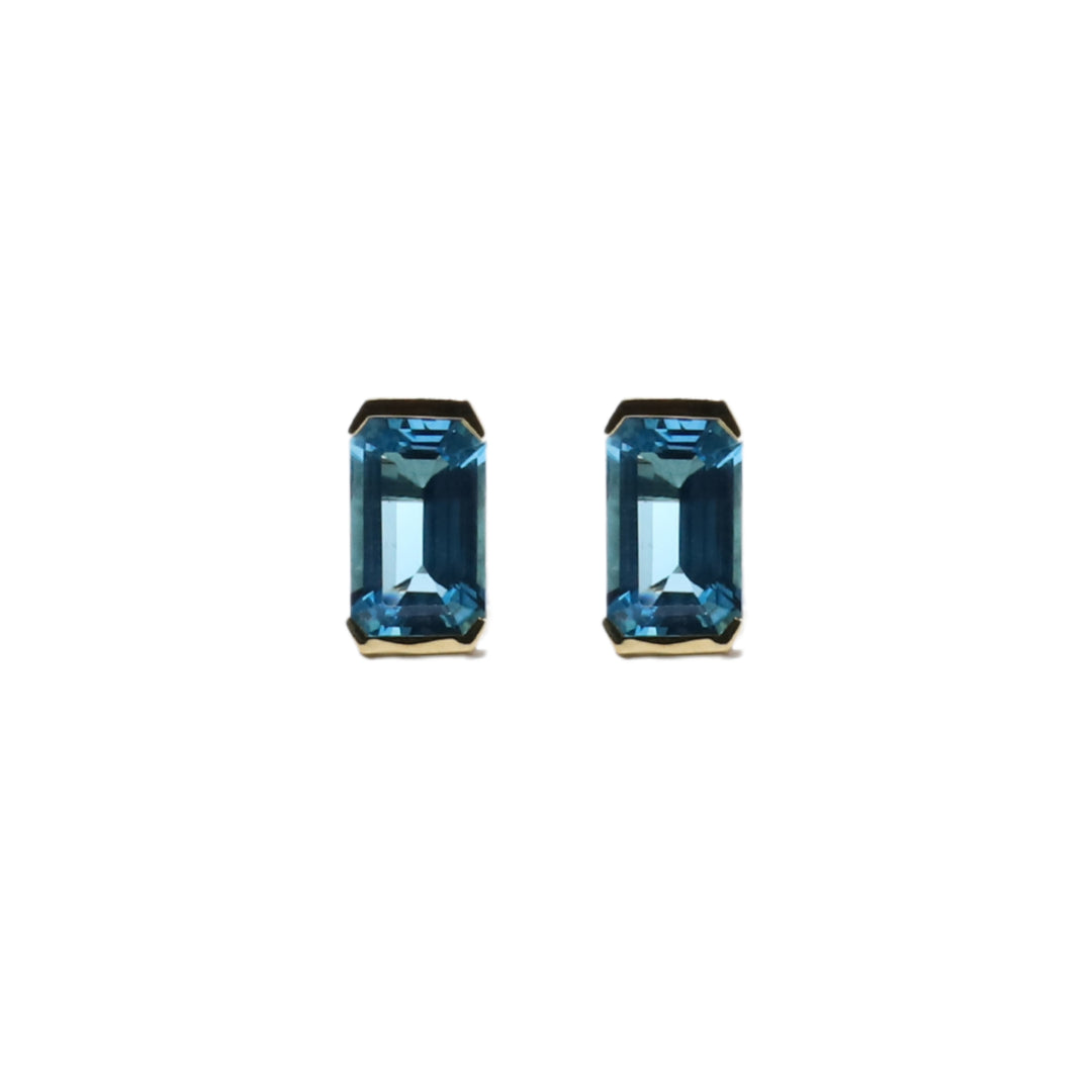 Large Floating Bezel Earring in Blue Topaz