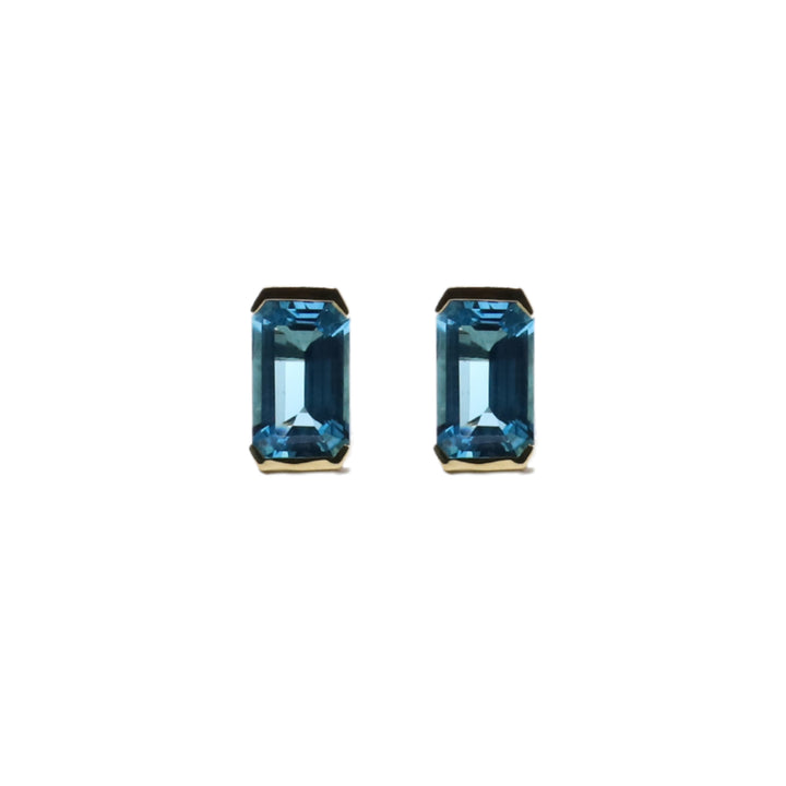 Large Floating Bezel Earring in Blue Topaz