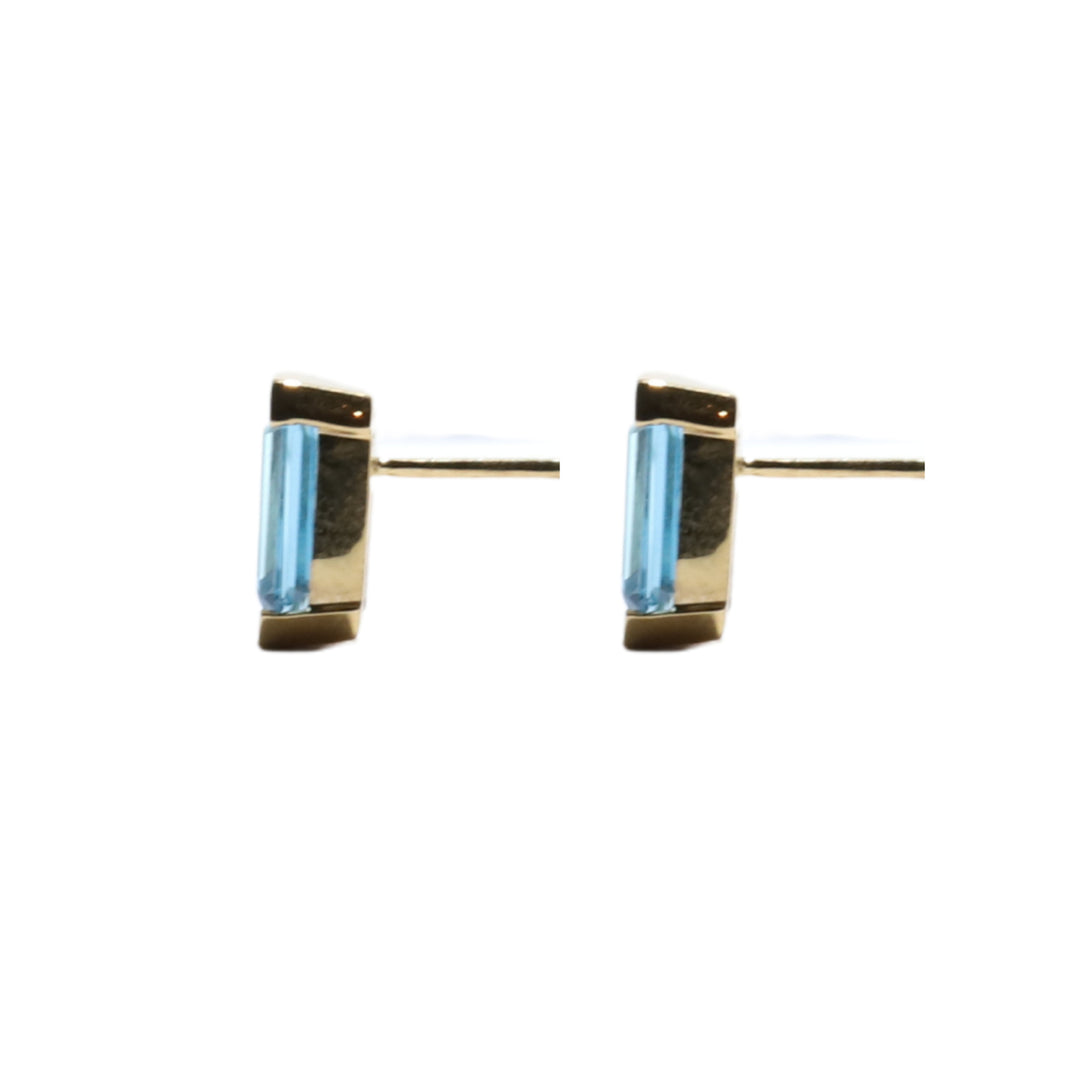 Large Floating Bezel Earring in Blue Topaz