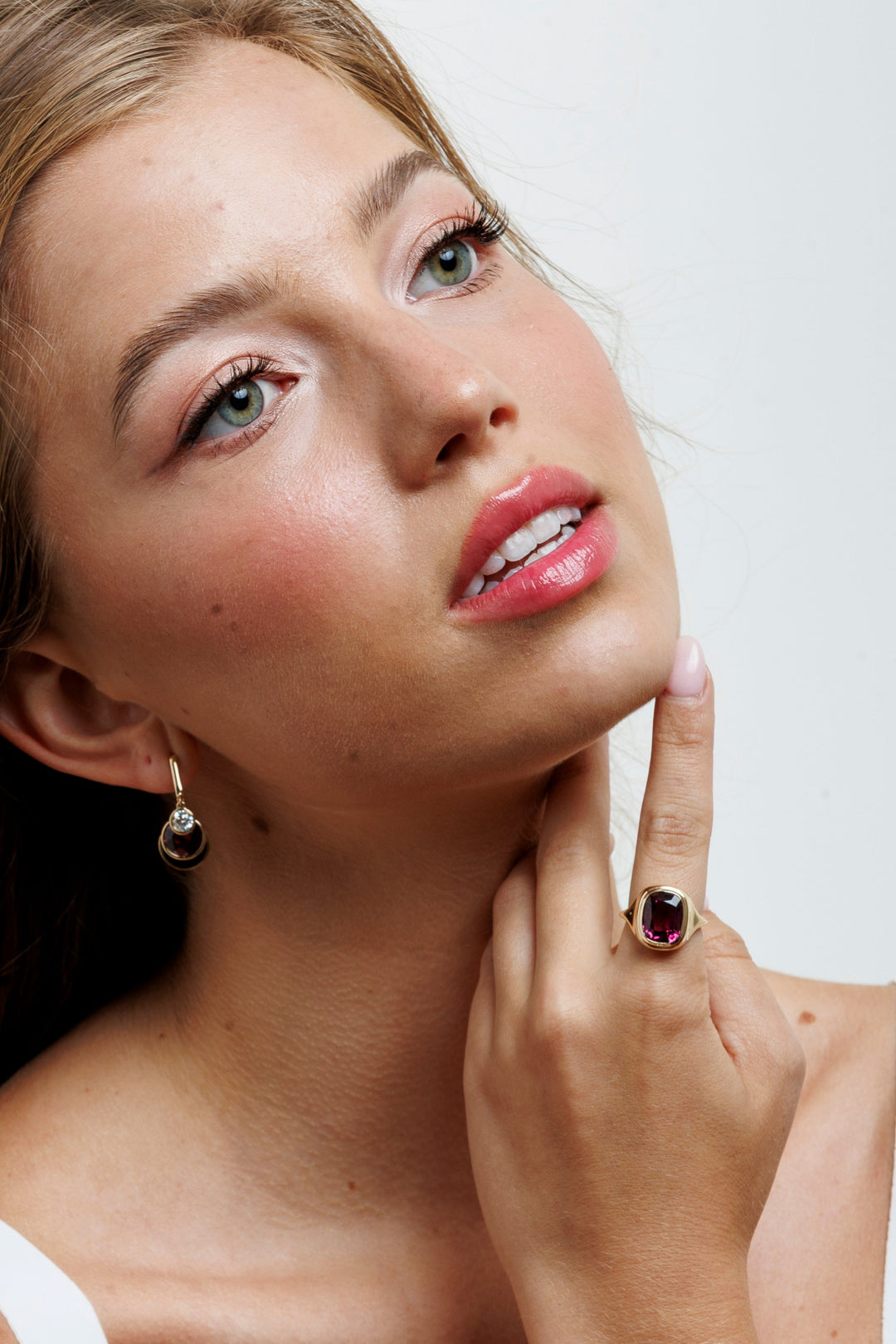 Double Dome Ring in Soft Pink Rhodolite