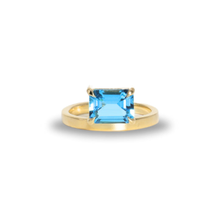 Asymmetrical East-West Ring in Blue Topaz
