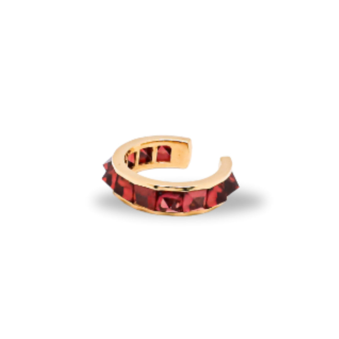 Large Stud Ear Cuff in Garnet
