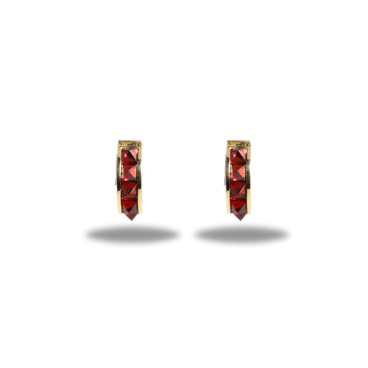Small Stud Huggie in Garnet