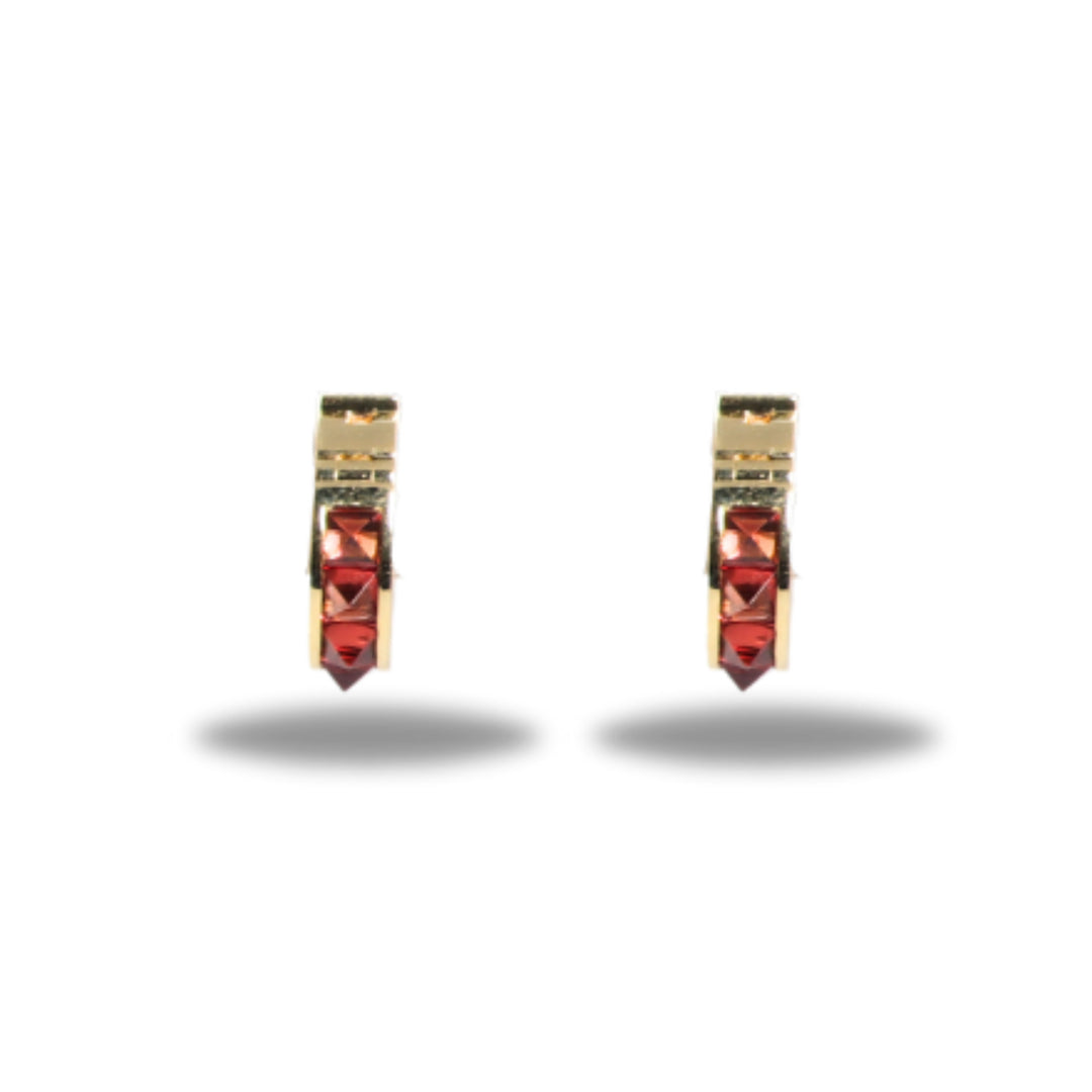 Small Stud Huggie in Garnet