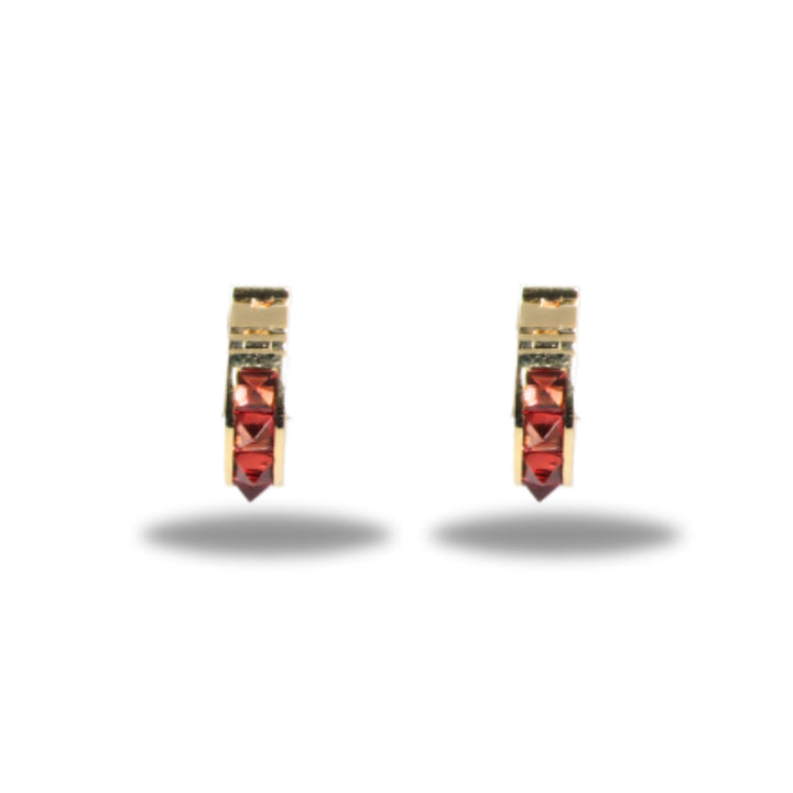 Small Stud Huggie in Garnet