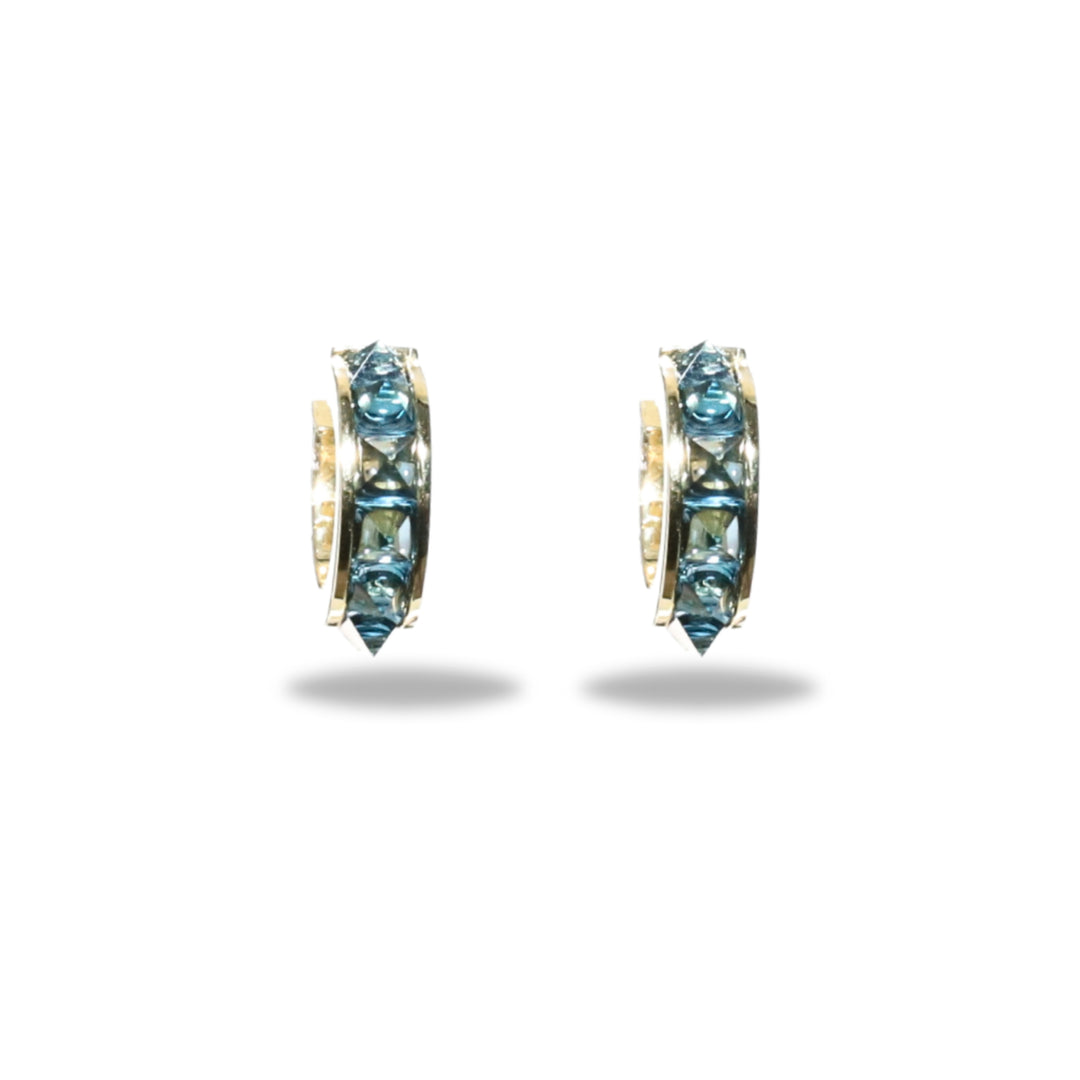 Small Stud Huggie Hoop in Blue Topaz