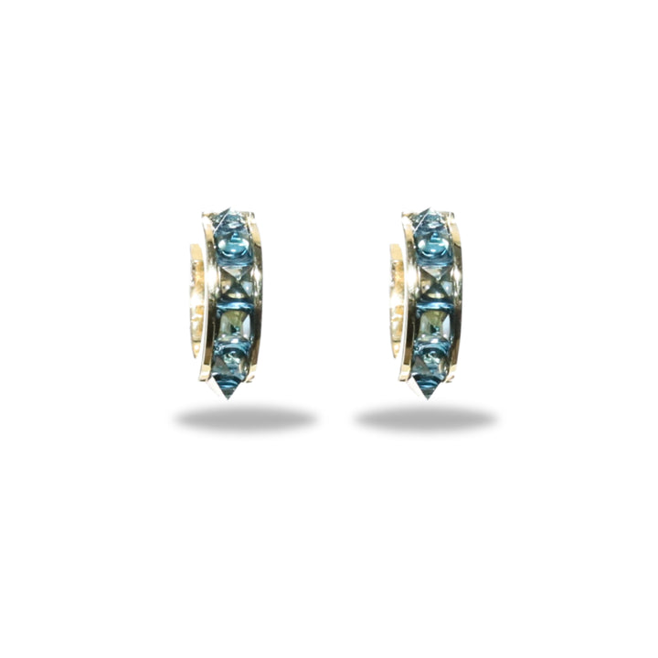 Small Stud Huggie Hoop in Blue Topaz