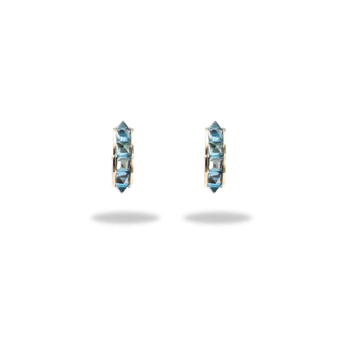 Small Stud Huggie Hoop in Blue Topaz