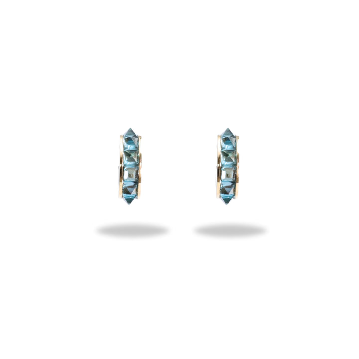 Small Stud Huggie Hoop in Blue Topaz