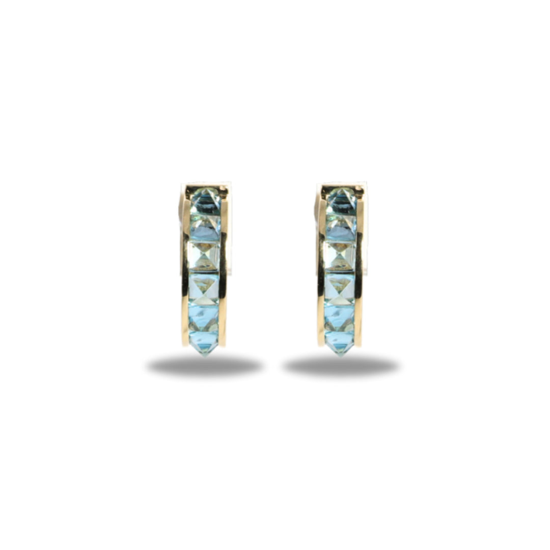 Large Stud Huggie Hoop in Blue Topaz