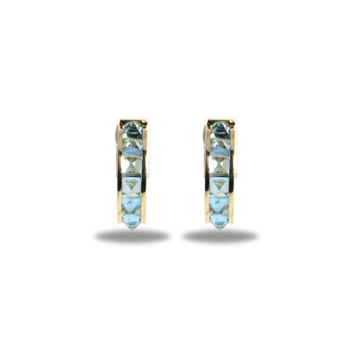 Large Stud Huggie Hoop in Blue Topaz