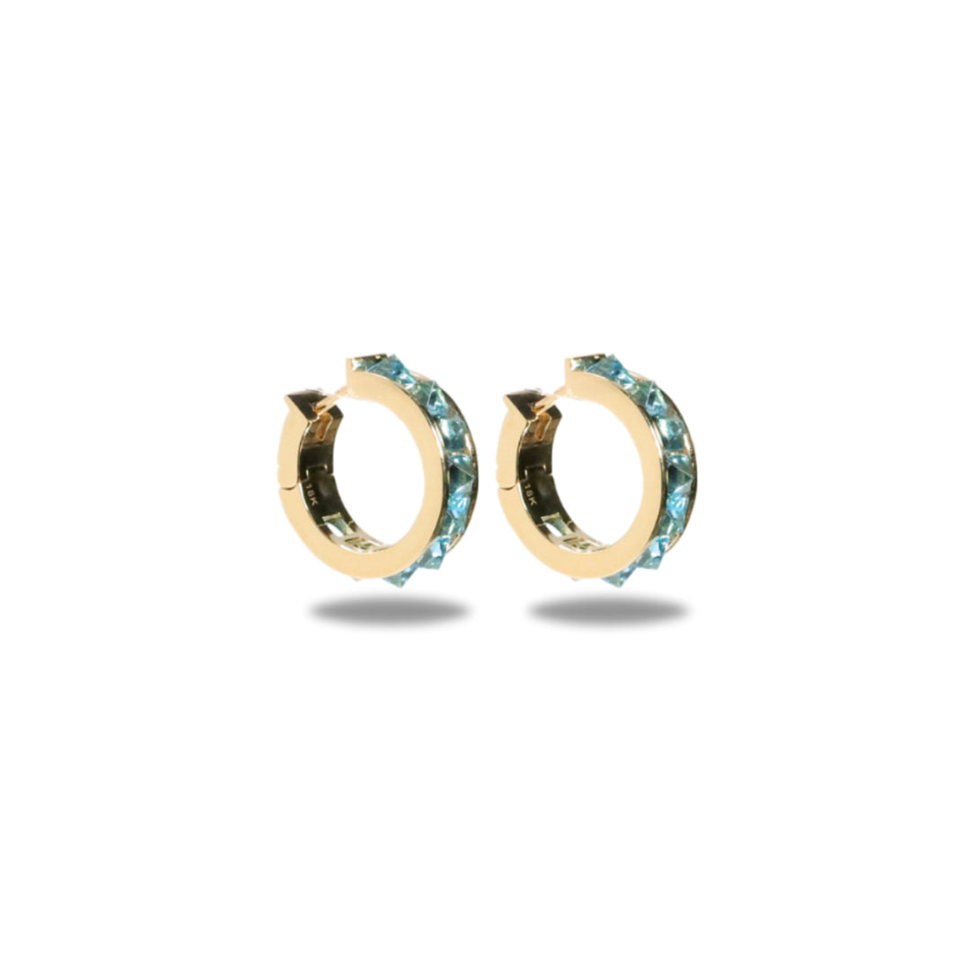 Large Stud Huggie Hoop in Blue Topaz