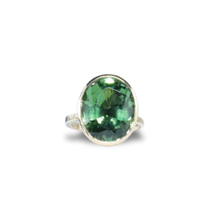 One-of-a-Kind Oval Ring in Lime Green Tourmaline
