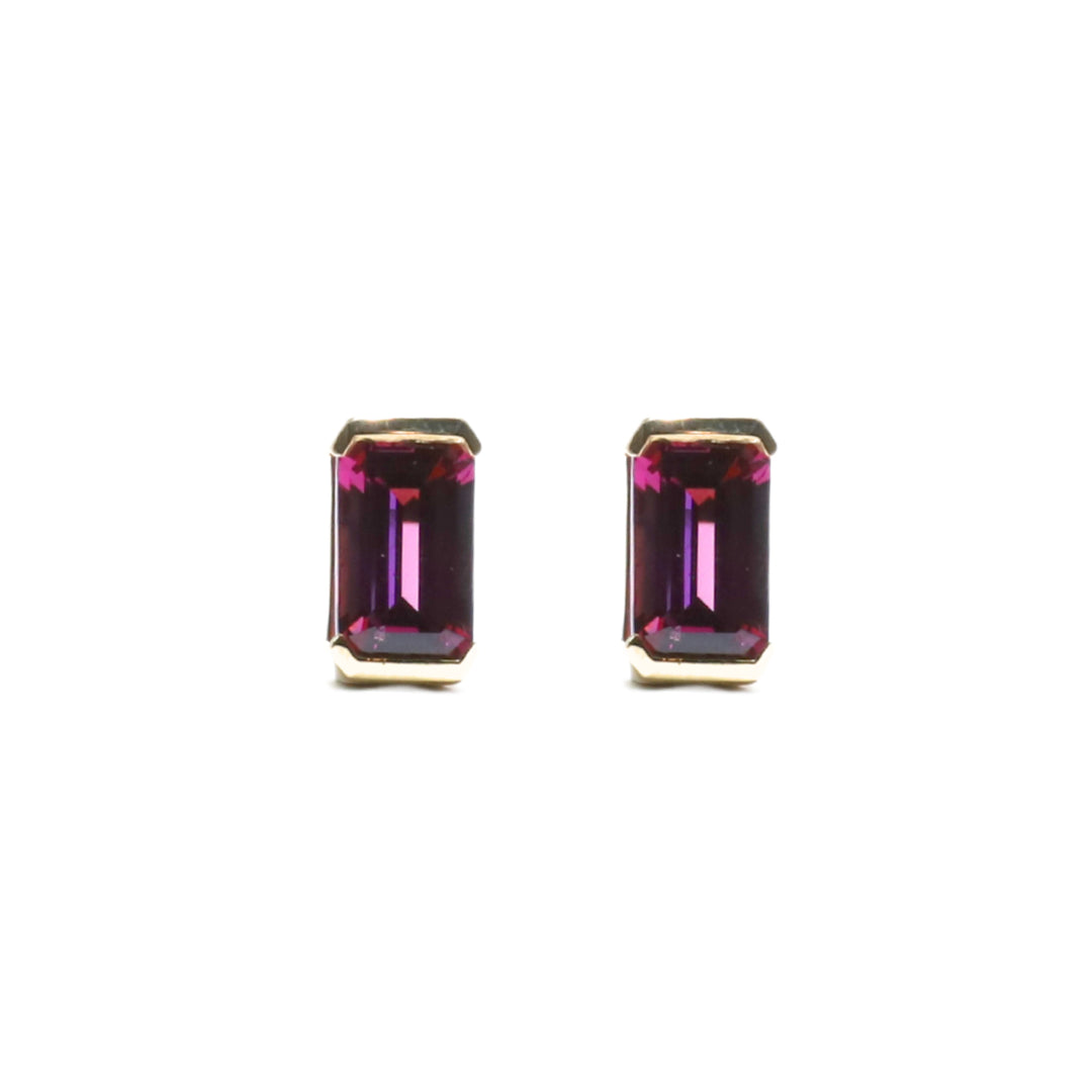 Floating Bezel Earring in Pink Rhodolite