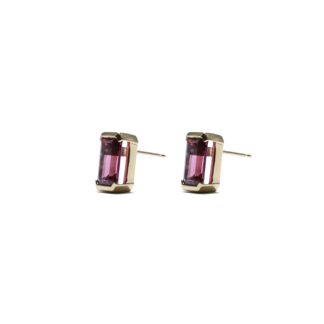 Floating Bezel Earring in Pink Rhodolite