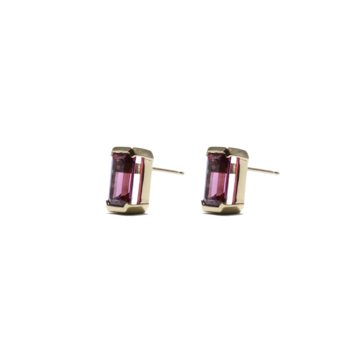 Floating Bezel Earring in Pink Rhodolite