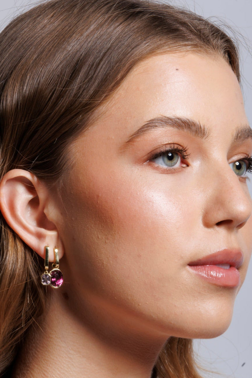 One-of-a-Kind Huggie Earring in Rose Spinel