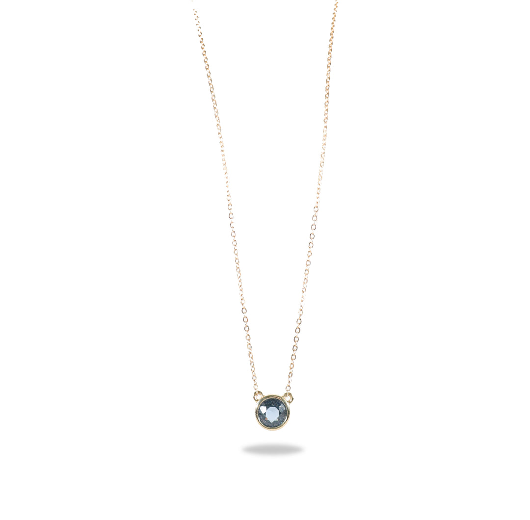Round Pendant Necklace in Blue Spinel