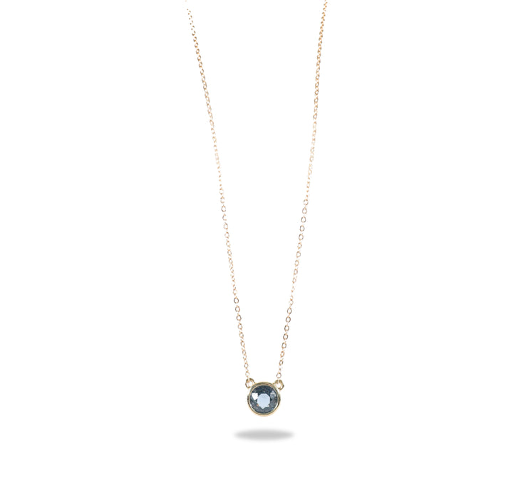 Round Pendant Necklace in Blue Spinel