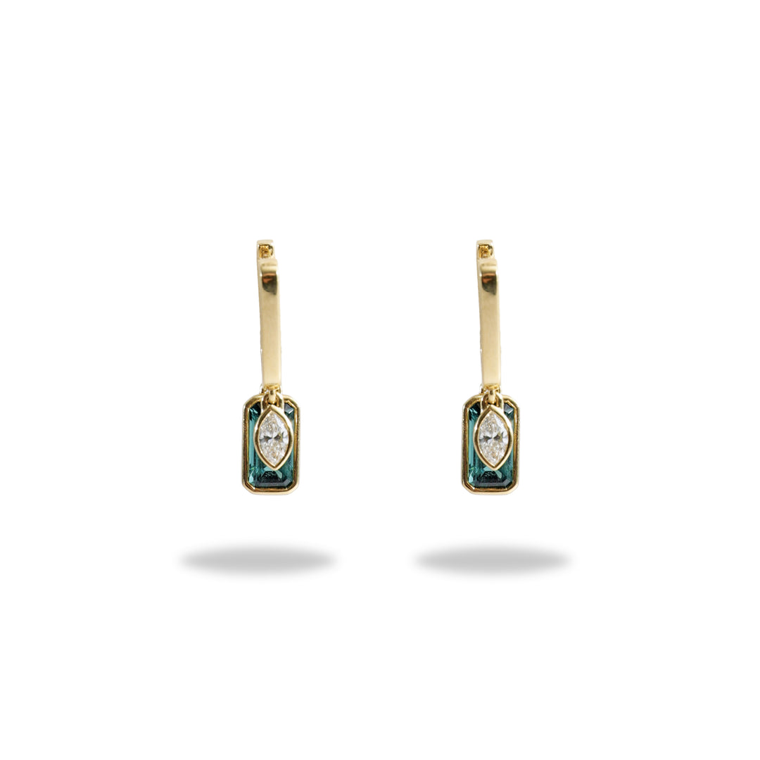 Multi-stone Shaker Earring in Green Tourmaline and Diamond
