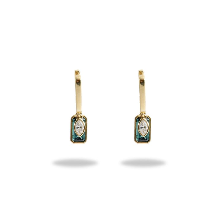 Multi-stone Shaker Earring in Green Tourmaline and Diamond