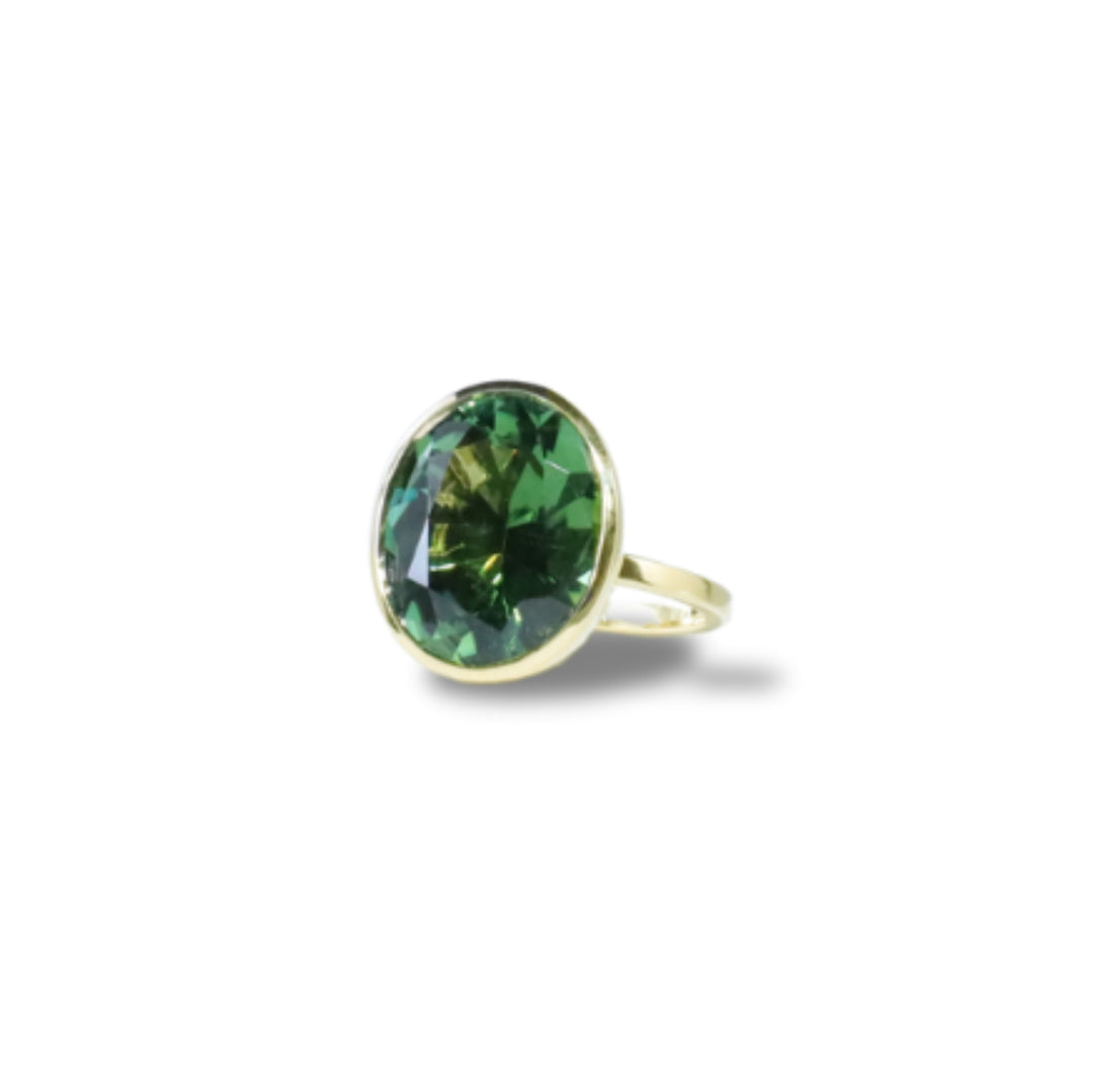 One-of-a-Kind Oval Ring in Lime Green Tourmaline