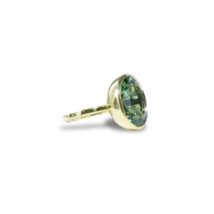 One-of-a-Kind Oval Ring in Lime Green Tourmaline