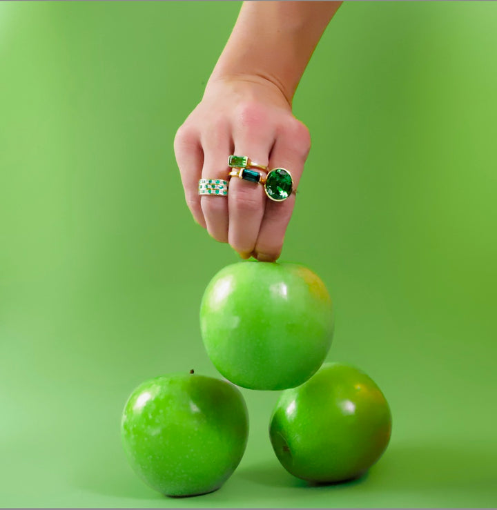 One-of-a-Kind Oval Ring in Lime Green Tourmaline