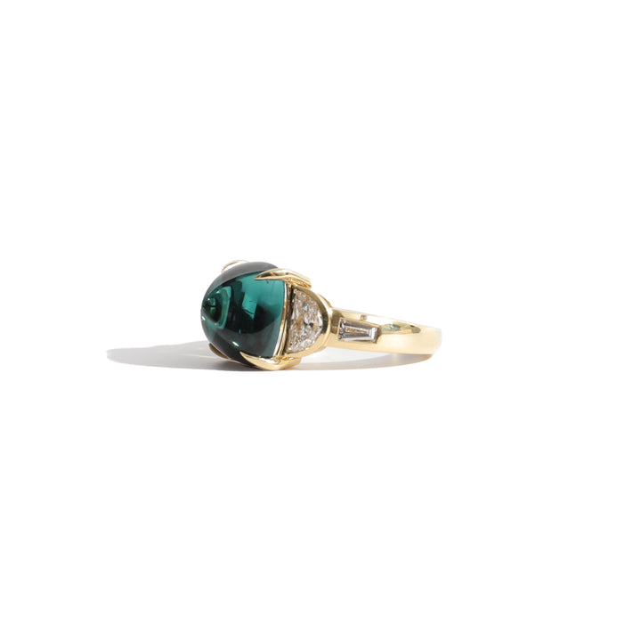 One-of-a-Kind Sugarloaf Cocktail Ring in Deep Green Tourmaline and Diamond