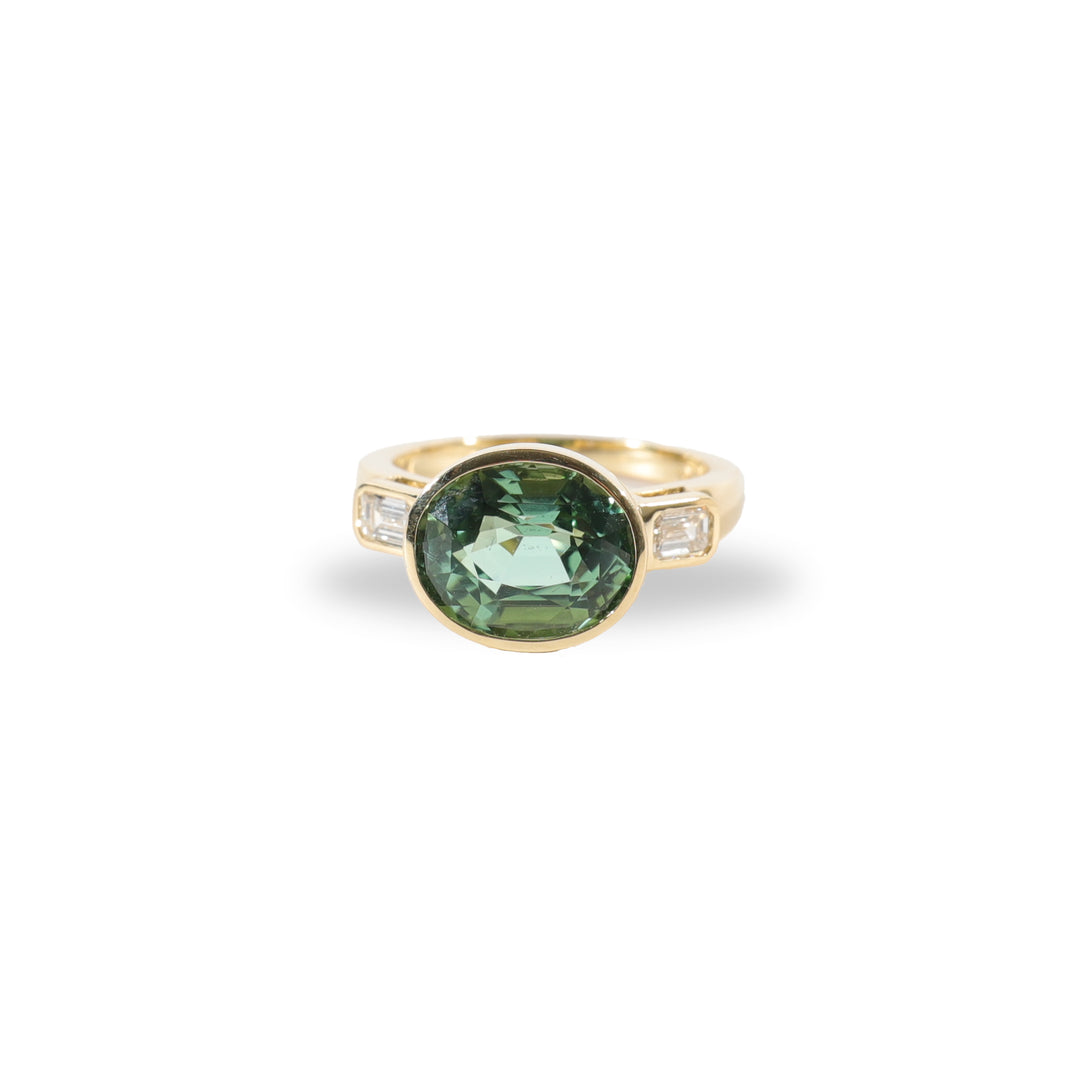 One-of-a-Kind Cocktail Ring in Minty Green Tourmaline and Diamond