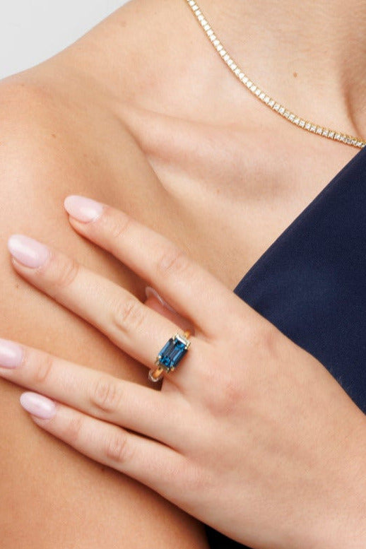 One-of-a-Kind Cocktail Ring in Cobalt Spinel and Diamond