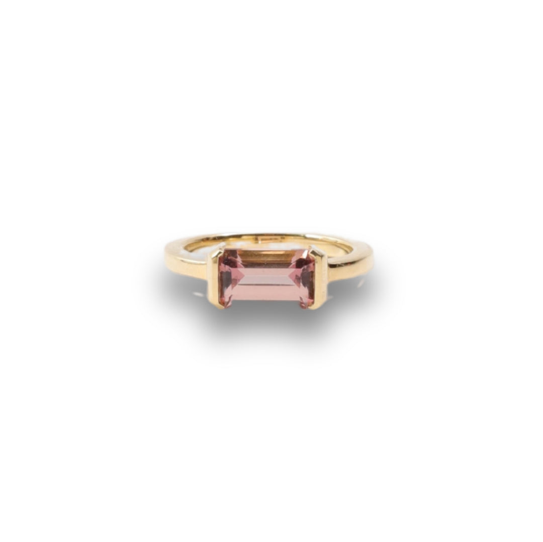 Floating Bezel Ring in Rose Tourmaline