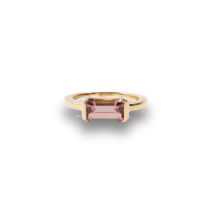 Floating Bezel Ring in Rose Tourmaline