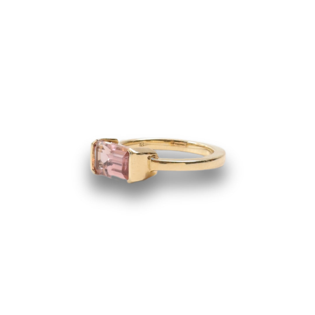 Floating Bezel Ring in Rose Tourmaline