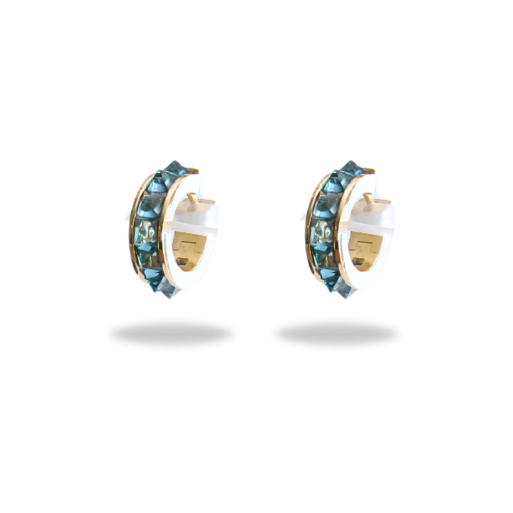 Small Stud Huggie Hoop in Blue Topaz