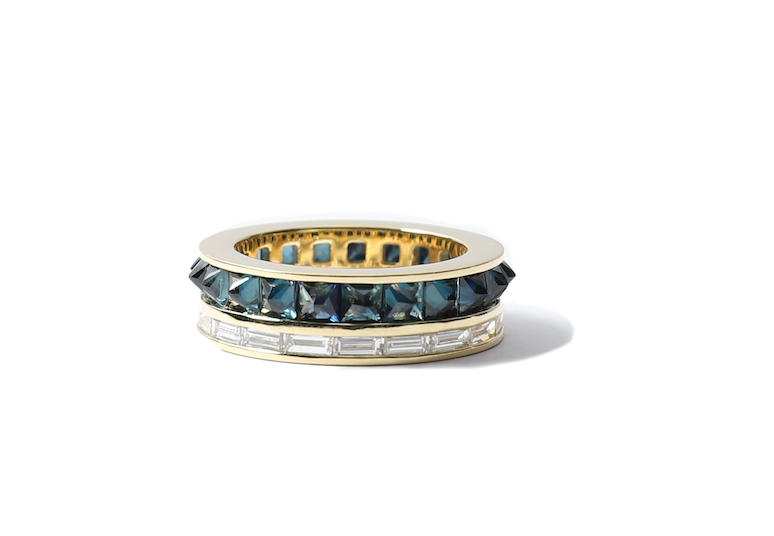 Stud and Diamond Ring in Sapphire