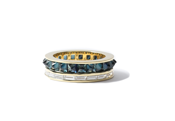 Stud and Diamond Ring in Sapphire